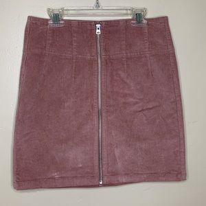 WILD FABLE Skirt Pink Mauve Corduroy Exposed Silver Center Front Zipper 4